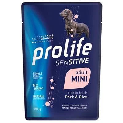 cibo umido per cani PROLIFE DOG UM SENSITIVE BUSTE MINI MAIALE 10 X GR 100 NEW