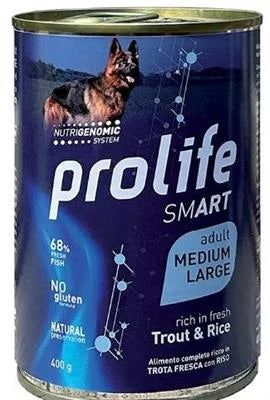 cibo umido per cani PROLIFE DOG UM SMART MEDIUM/LARGE TROTA/RISO GR 400 NEW